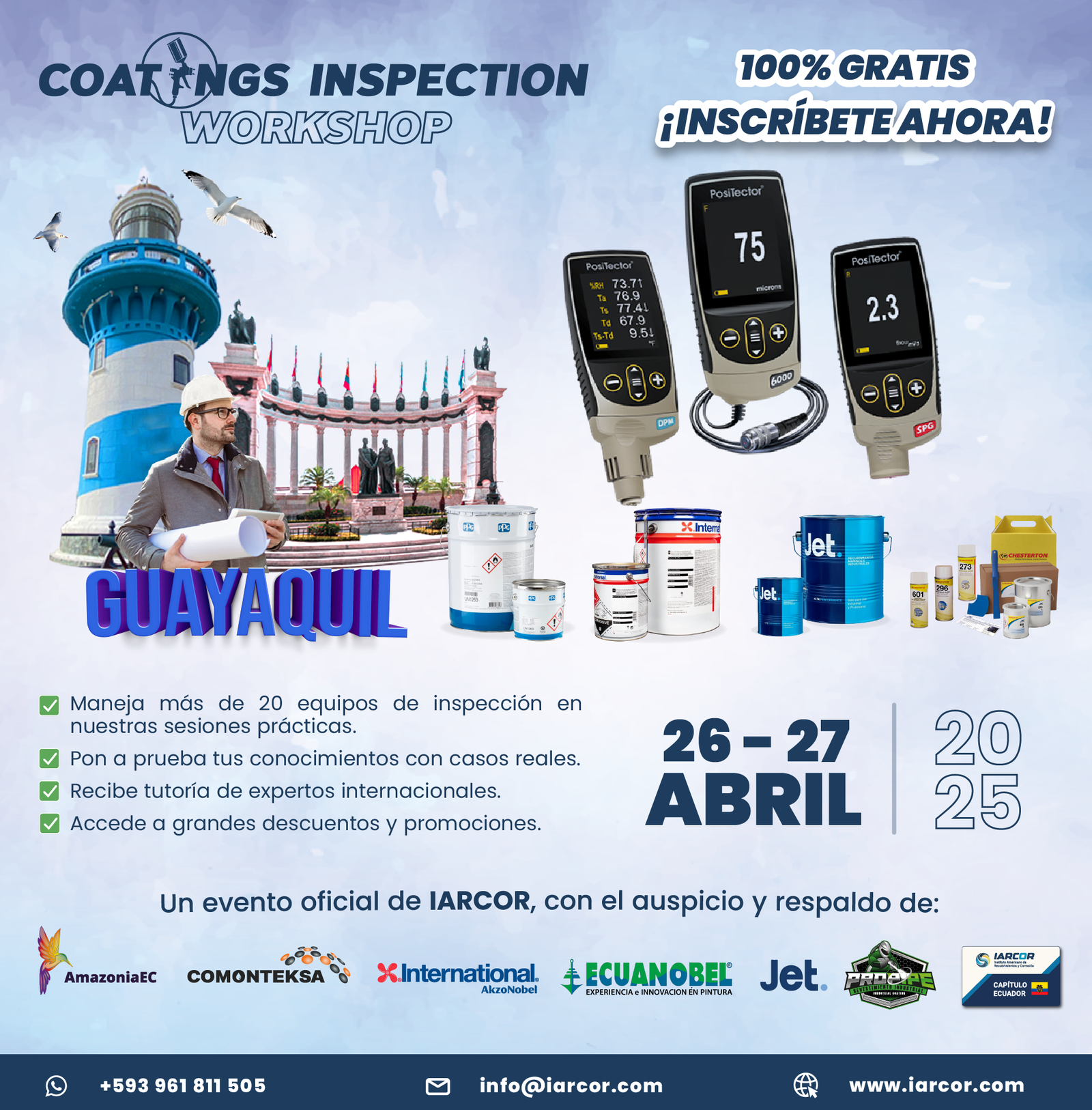 Flyer completo: Coatings Inspection Workshop – Guayaquil