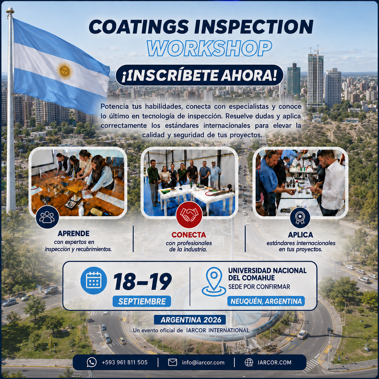 Flyer completo: Coatings Inspection Workshop – Neuquén, Argentina
