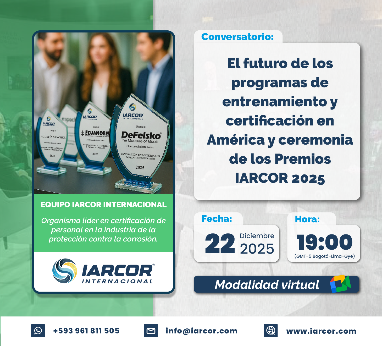 Imagen de la publicación original: Conversatorio N.º 02: El futuro de los programas de entrenamiento y certificación en América y ceremonia de los Premios IARCOR 2025.